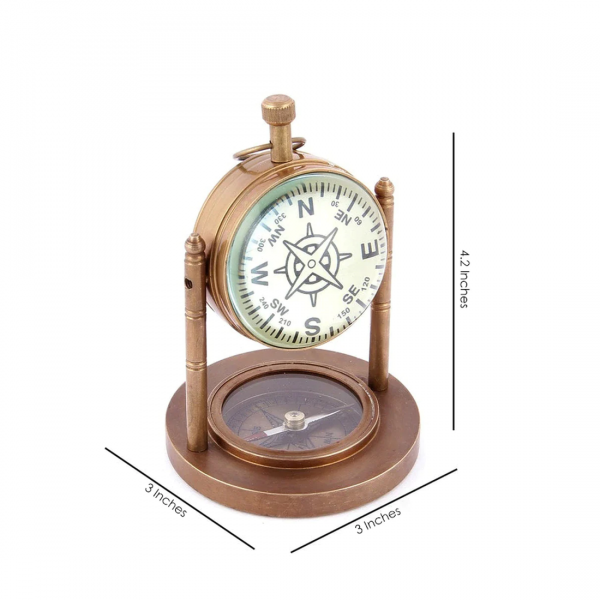 2 Inch DP + Compass Brass Table Clock - Image 4