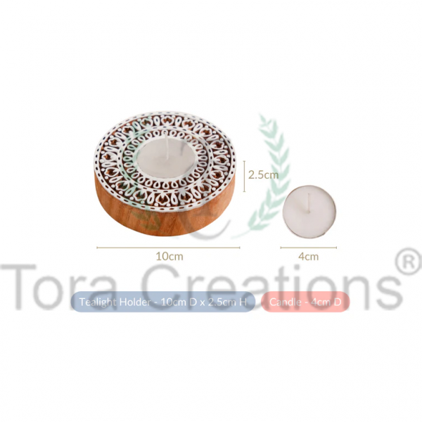 Round Wooden T Light Holder - Image 2