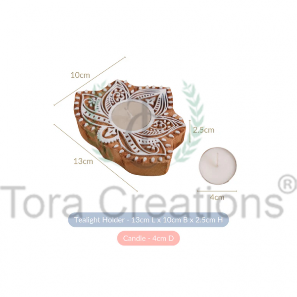 Lotus Wooden T Light Holder - Image 2
