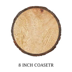 8 Inch Wooden Round Bark Coaster