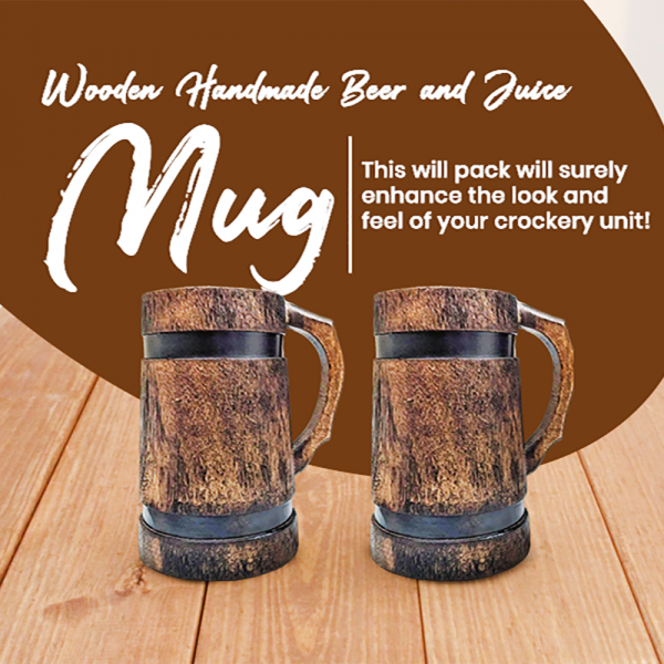 Wooden Beer Mug with Metal Strip - Image 4