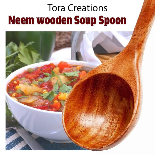 Neem Wood Soup Spoon - Image 4