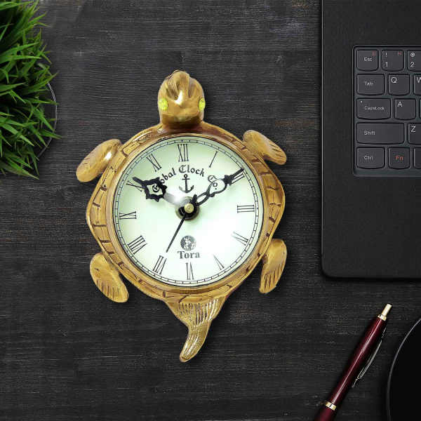 Brass Tortoise Table Clock 4 Inch
