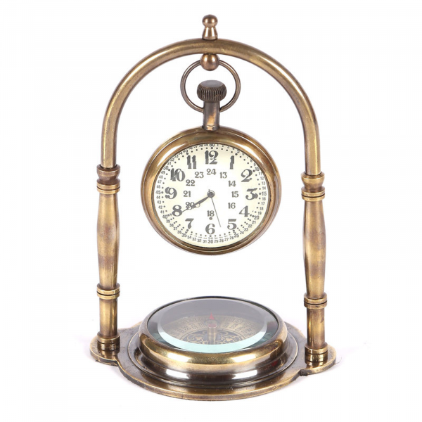 2 Inch U Stand + Compass Brass Table Clock - Image 2
