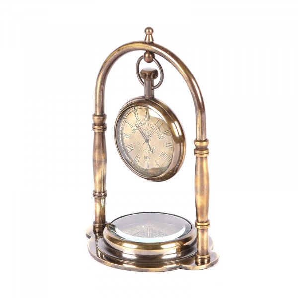 2 Inch U Stand + Compass Brass Table Clock - Image 5