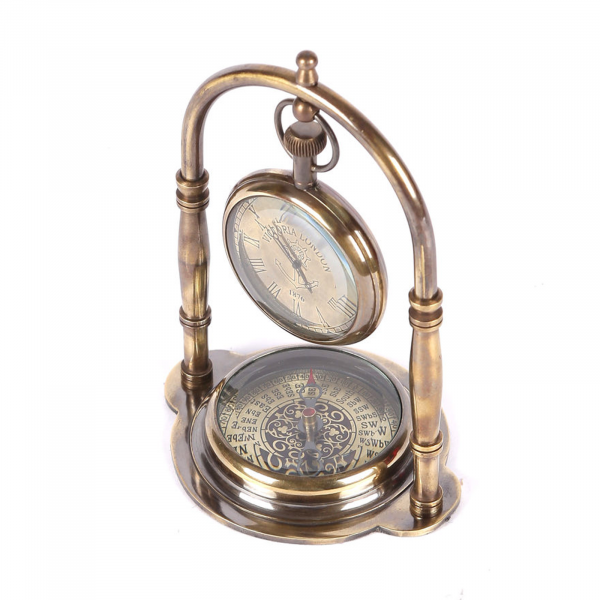 2 Inch U Stand + Compass Brass Table Clock - Image 3