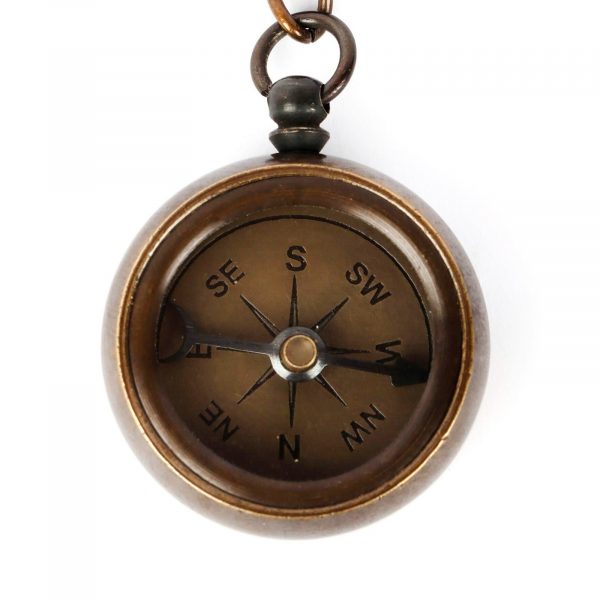 Brass Compass Key Chain Antique Finish - Image 4