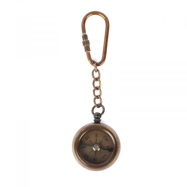 Brass Compass Key Chain Antique Finish - Image 3