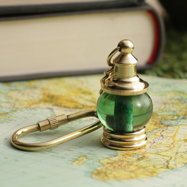 Green Lamp Brass Key Chain