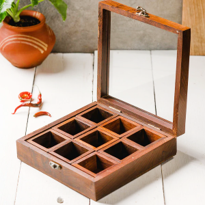 Wooden Spice Box 9 Compartment