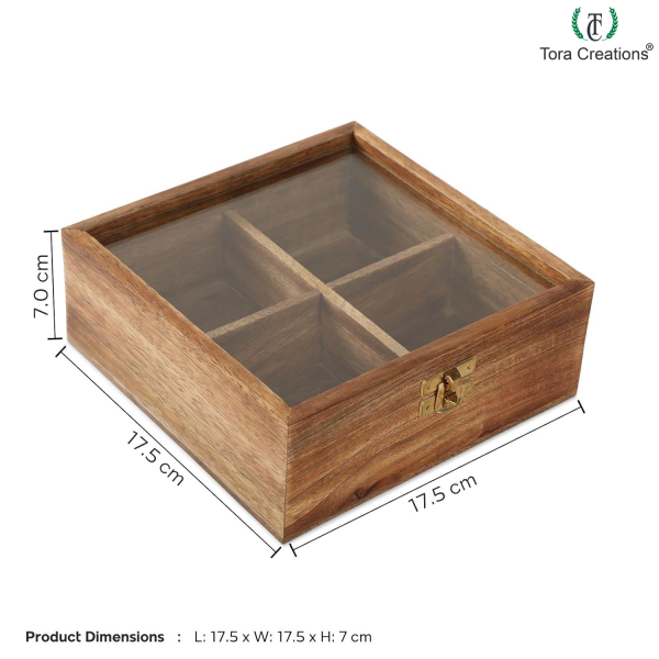 Wooden Spice Box 4 Compartment - Image 2
