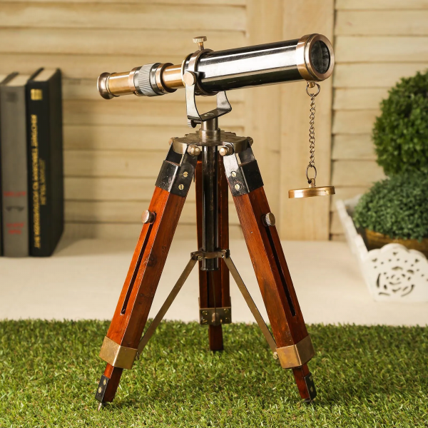 Brass & Wood Tripod Telescope